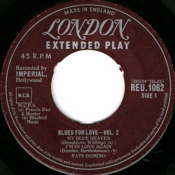 Fats Domino : Blues For Love-Vol. 2 (7",45 RPM,EP)