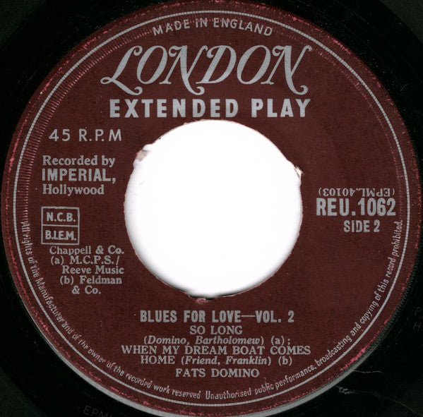 Fats Domino : Blues For Love-Vol. 2 (7",45 RPM,EP)