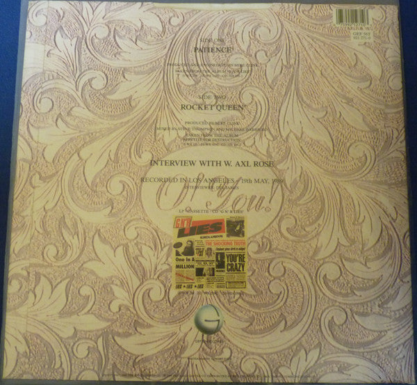 Guns N' Roses : Patience (12",45 RPM,Single,Stereo)