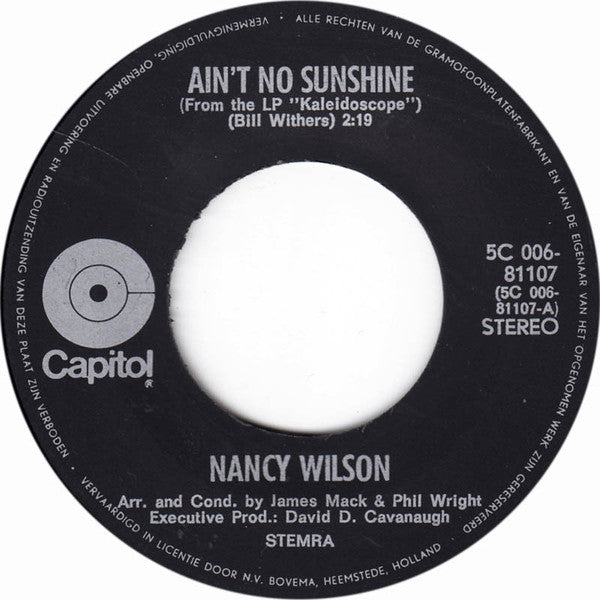 Nancy Wilson : Ain't No Sunshine (7",45 RPM,Single)