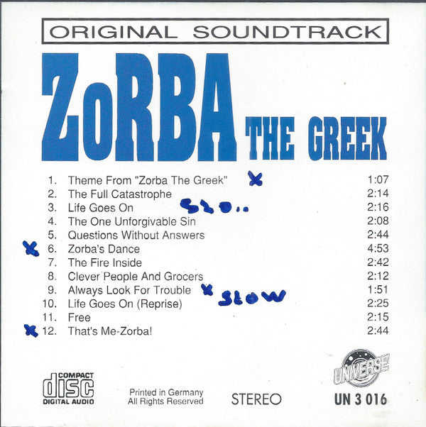 Mikis Theodorakis : Zorba The Greek (Original Soundtrack) (Album,Reissue)