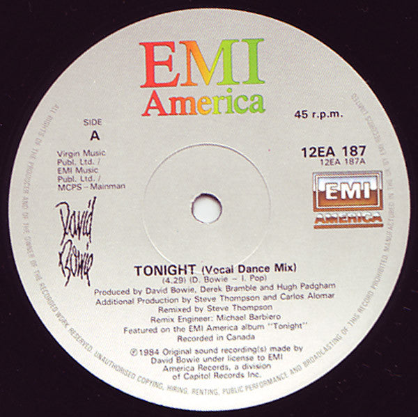 David Bowie : Tonight (12",45 RPM)