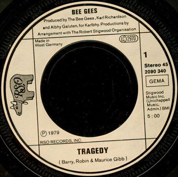 Bee Gees : Tragedy (7",45 RPM,Single,Stereo)