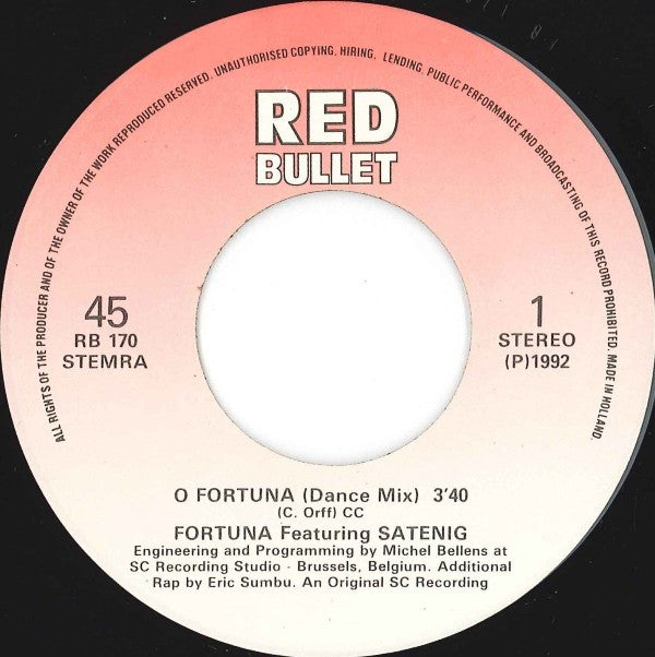 Fortuna Featuring Satenig : O Fortuna (7",45 RPM)