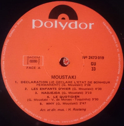 Georges Moustaki : Moustaki (Déclaration) (LP,Album,Reissue)