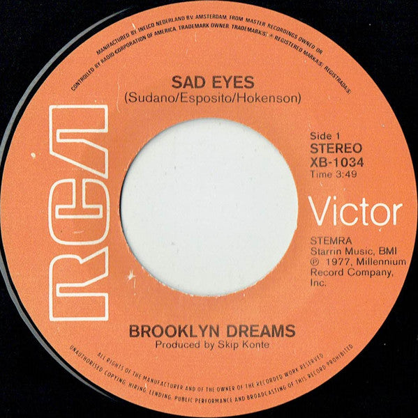 Brooklyn Dreams : Sad Eyes (7",45 RPM,Single)