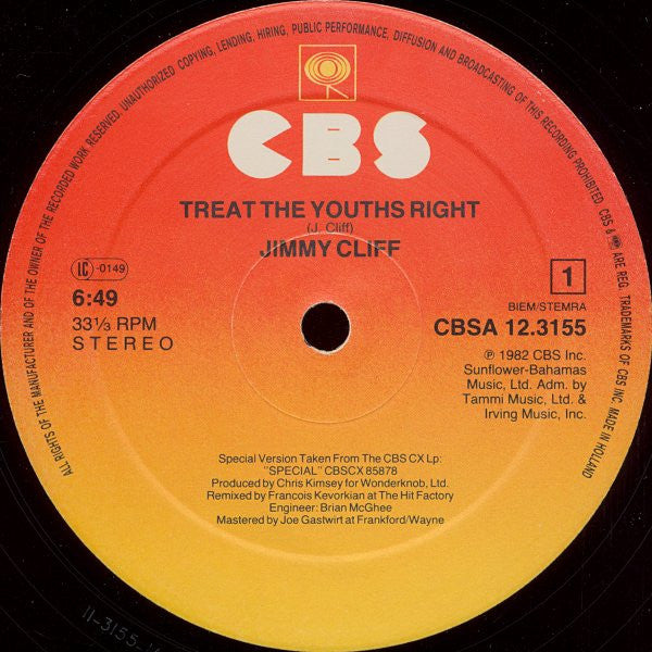 Jimmy Cliff : Treat The Youths Right (Special Mix) (12",33 ⅓ RPM,Maxi-Single)