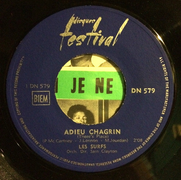 Les Surfs : Adieu Chagrin (7",45 RPM,Single,Mono)