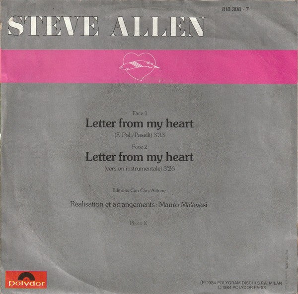Steve Allen : Letter From My Heart (7",Single,45 RPM)