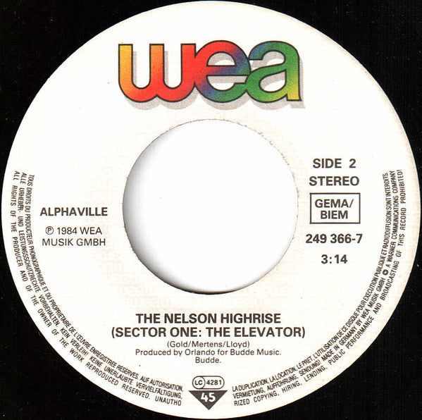 Alphaville : Sounds Like A Melody (7",45 RPM,Single,Stereo)