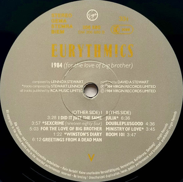 Eurythmics : 1984 (For The Love Of Big Brother) (LP,Album)