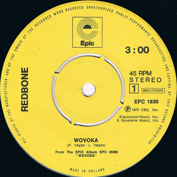 Redbone : Wovoka (7",45 RPM,Single,Stereo)
