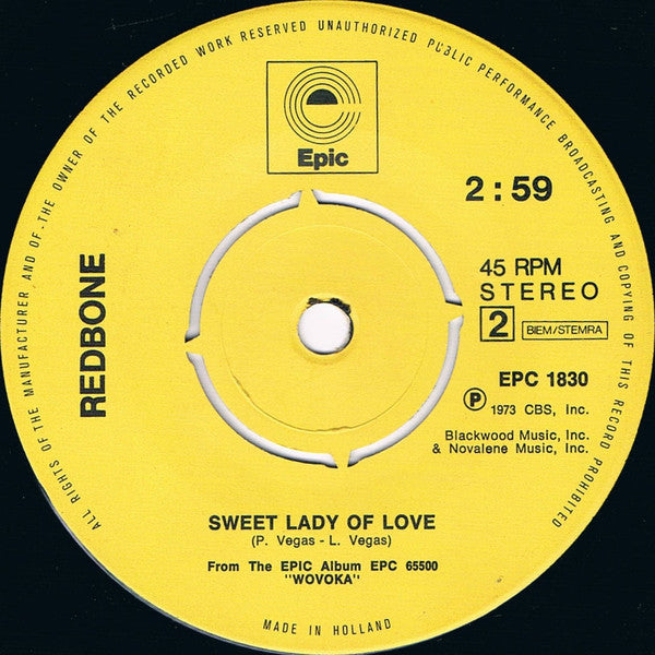 Redbone : Wovoka (7",45 RPM,Single,Stereo)