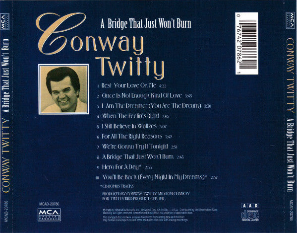 Conway Twitty : A Bridge That Just Won't Burn (Album,Reissue)