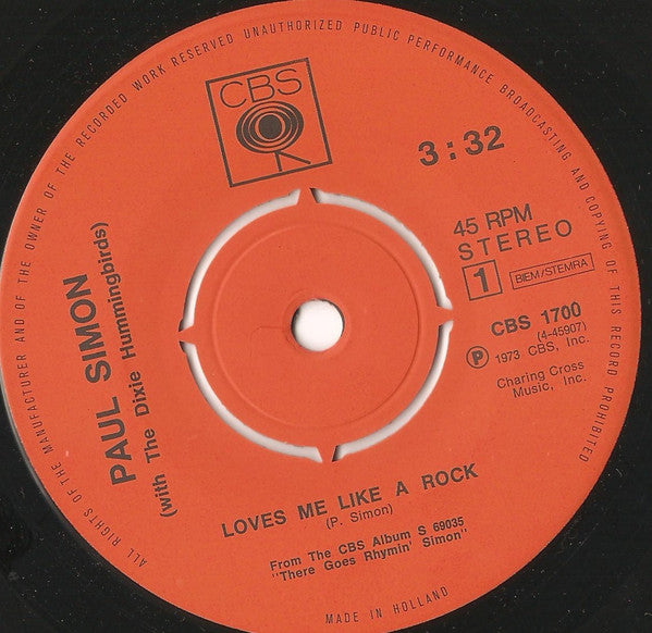 Paul Simon With Dixie Hummingbirds, The : Loves Me Like A Rock (7",Single)