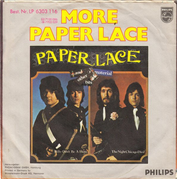 Paper Lace : The Night Chicago Died (7",45 RPM,Single,Stereo)