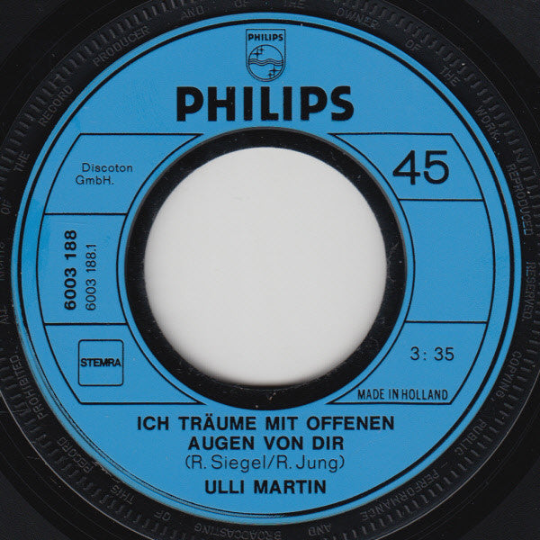 Ulli Martin : Ich Träume Mit Offenen Augen von Dir (7",45 RPM,Single)
