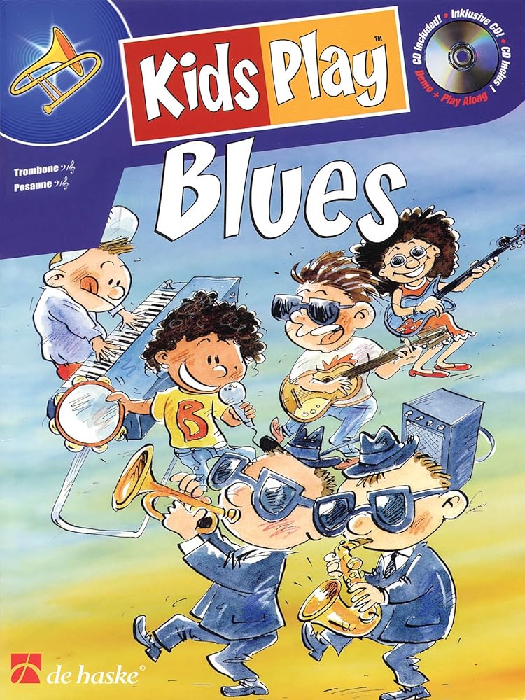 Kids play blues trombone +cd cover image