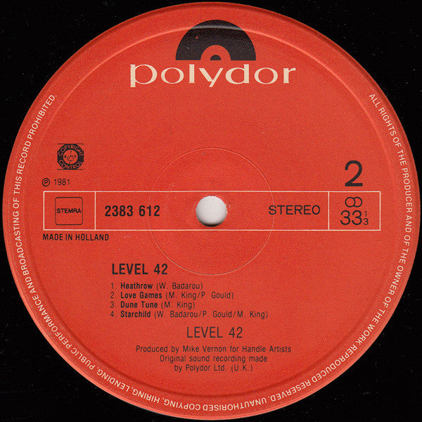 Level 42 : Level 42 (LP,Album,Stereo)