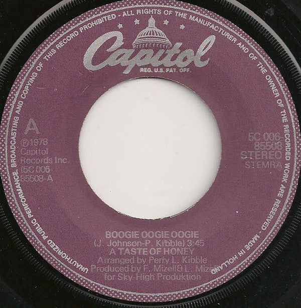 A Taste Of Honey : Boogie Oogie Oogie (7",45 RPM,Single)