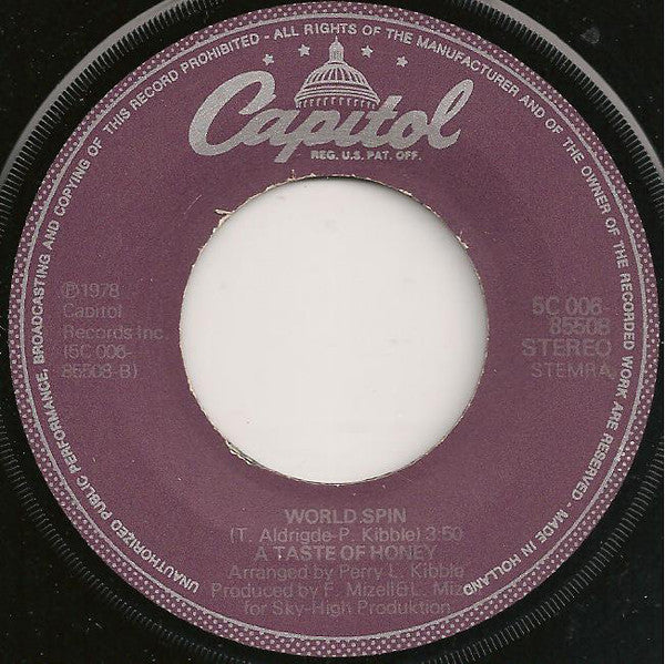 A Taste Of Honey : Boogie Oogie Oogie (7",45 RPM,Single)