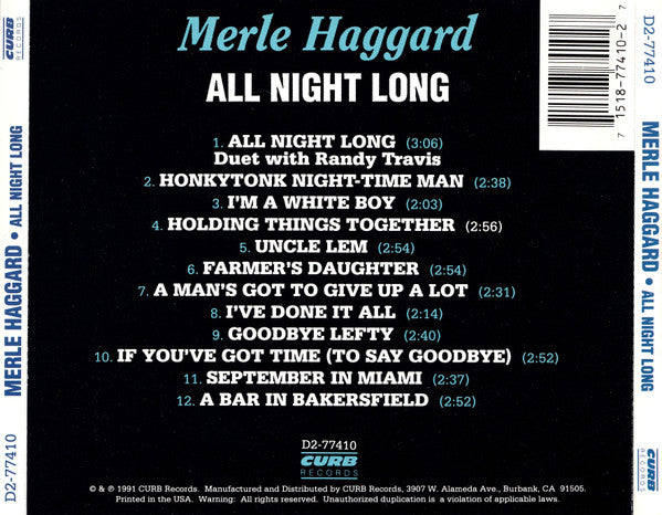 Merle Haggard : All Night Long (Album)