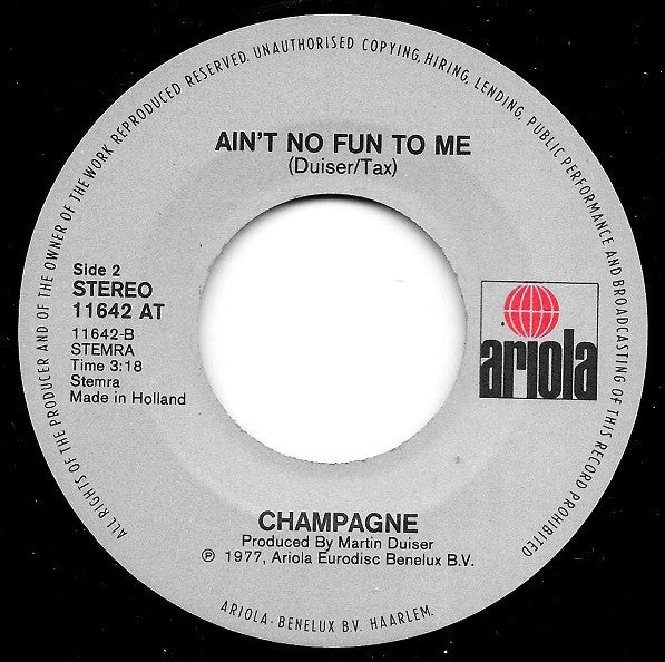 Champagne (5) : Valentino (7",45 RPM,Single,Stereo)