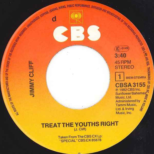 Jimmy Cliff : Treat The Youths Right (7",45 RPM,Single)