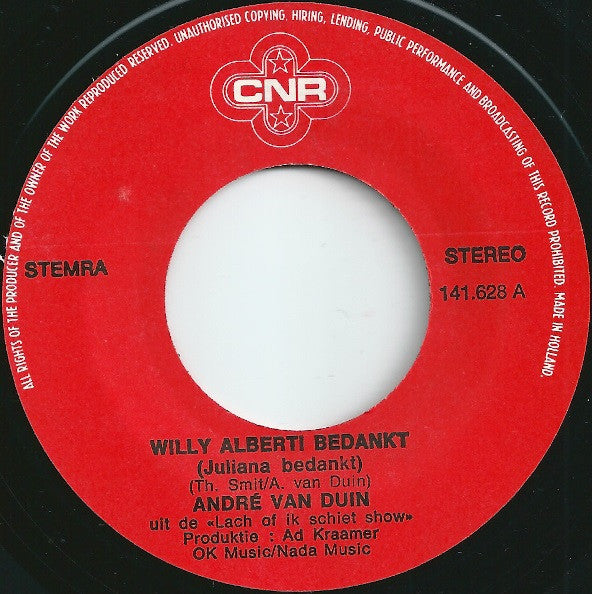 André van Duin : Willy Alberti Bedankt (7",Single,45 RPM)