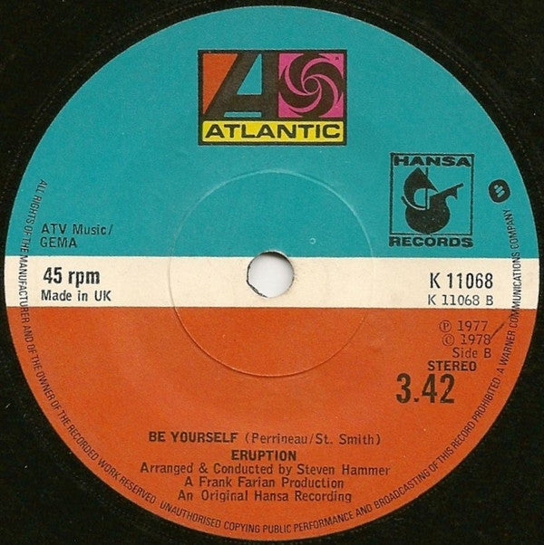 Eruption (4) Featuring Precious Wilson : I Can't Stand The Rain (7",45 RPM,Single)