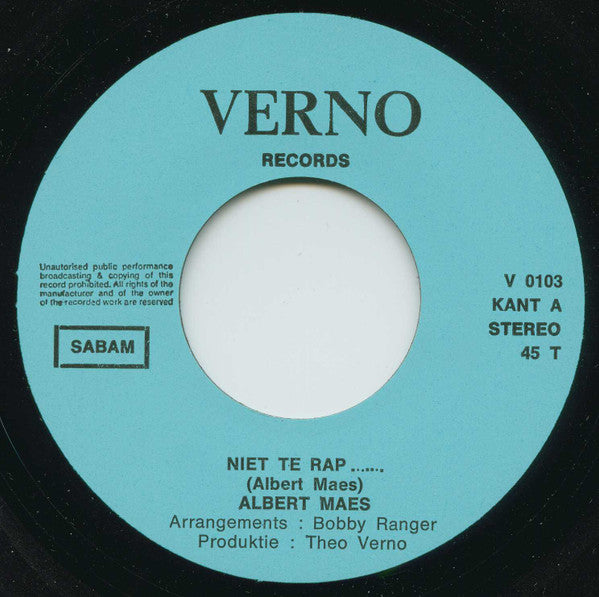 Albert Maes : Nie Te Rap (7",45 RPM,Single)