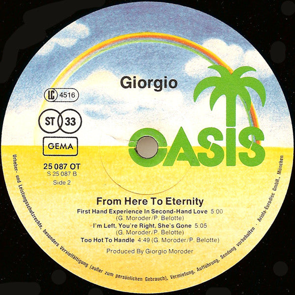 Giorgio Moroder : From Here To Eternity (LP,Album)