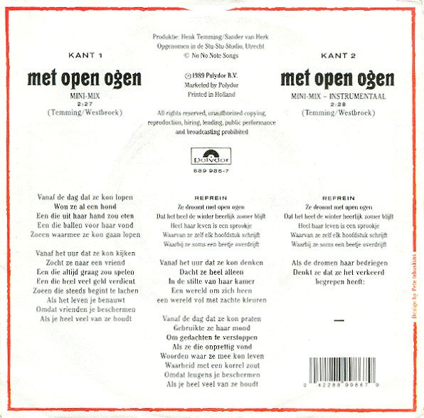 Het Goede Doel : Met Open Ogen (Mini Mix) (7",Single)