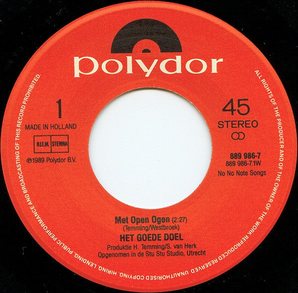 Het Goede Doel : Met Open Ogen (Mini Mix) (7",Single)