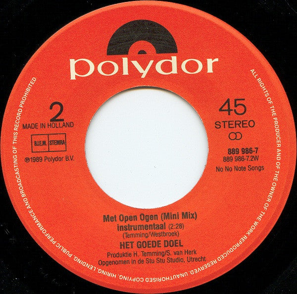 Het Goede Doel : Met Open Ogen (Mini Mix) (7",Single)