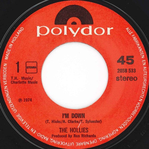 Hollies, The : I'm Down (7",Single,45 RPM)