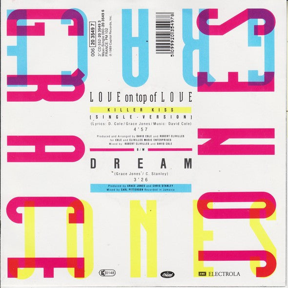 Grace Jones : Love On Top Of Love (Killer Kiss) (7",45 RPM,Stereo)