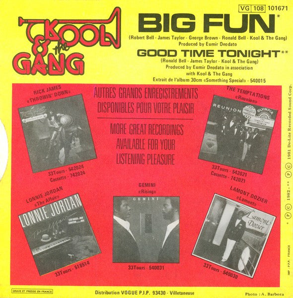 Kool & The Gang : Big Fun / Good Time Tonight (7",45 RPM,Single)