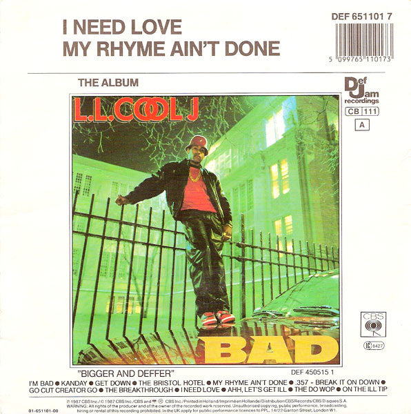 LL Cool J : I Need Love (7",45 RPM,Single,Stereo)