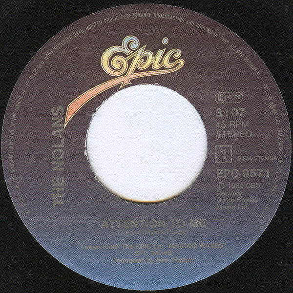 Nolans, The : Attention To Me (7",45 RPM,Single,Stereo)