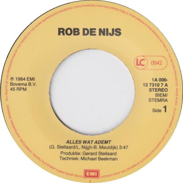 Rob de Nijs : Alles Wat Ademt (7",45 RPM,Single)
