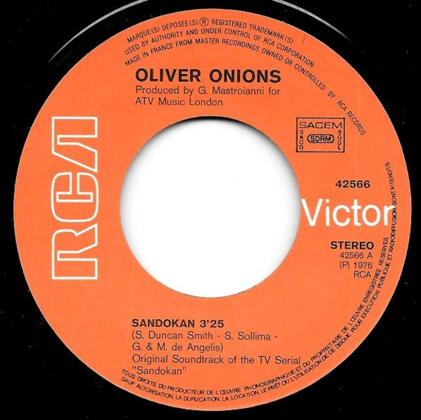 Oliver Onions : Sandokan (Musique Originale Du Feuilleton T.V.) (7",45 RPM,Single)