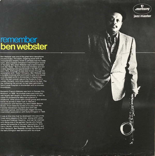 Ben Webster : Remember Ben Webster (LP,Album,Reissue,Stereo)