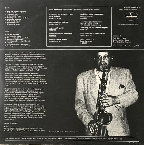 Ben Webster : Remember Ben Webster (LP,Album,Reissue,Stereo)