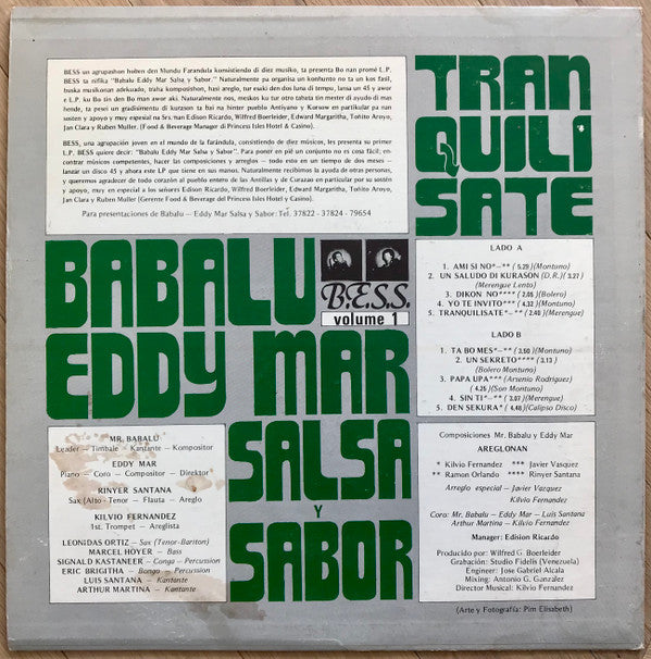 Babalu Eddy Mar Salsa Y Sabor : Tranquilisate (LP,Album)