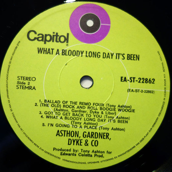 Ashton, Gardner & Dyke : What A Bloody Long Day It's Been (LP,Album)