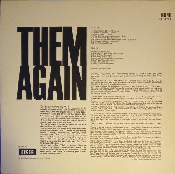 Them (3) : Again (LP,Album,Reissue)