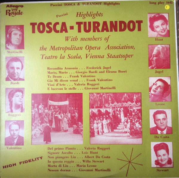 Giacomo Puccini, Orchestra Of The Metropolitan Opera Association Of New York, Coro Del Teatro Alla Scala, Wiener Staatsopernchor : Highlights Tosca-Turandot With Members Of The Metropolitan Opera Association, Teatro La Scala, Vienna Staatsoper (LP,Album)